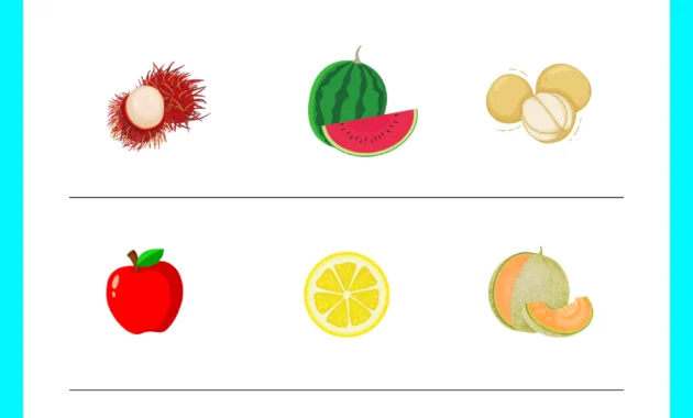 Worksheet Anak Seri Buah-buahan