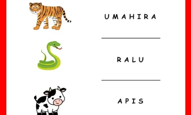 Worksheet Anak Seri Hewan